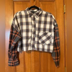 Plaid Button-Up Women's Crop Flannel